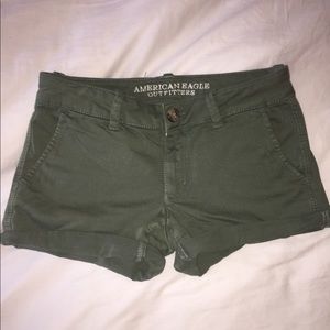 Green butt enhancing american eagle shorts